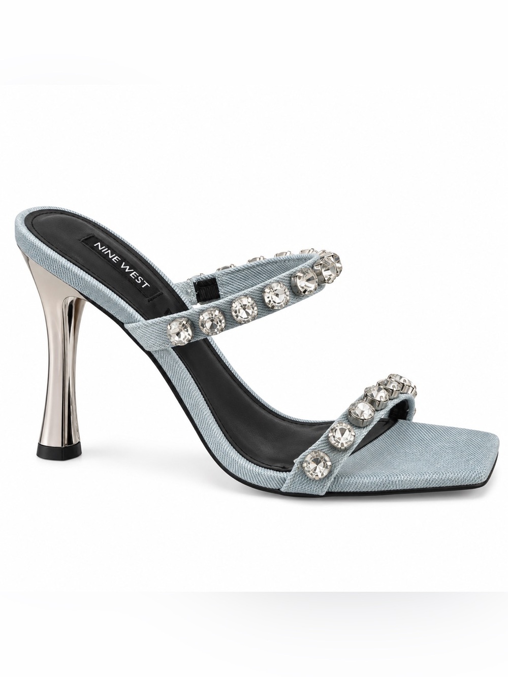 Nine West Light Blue Denim Crystal-Strap Stiletto 7
